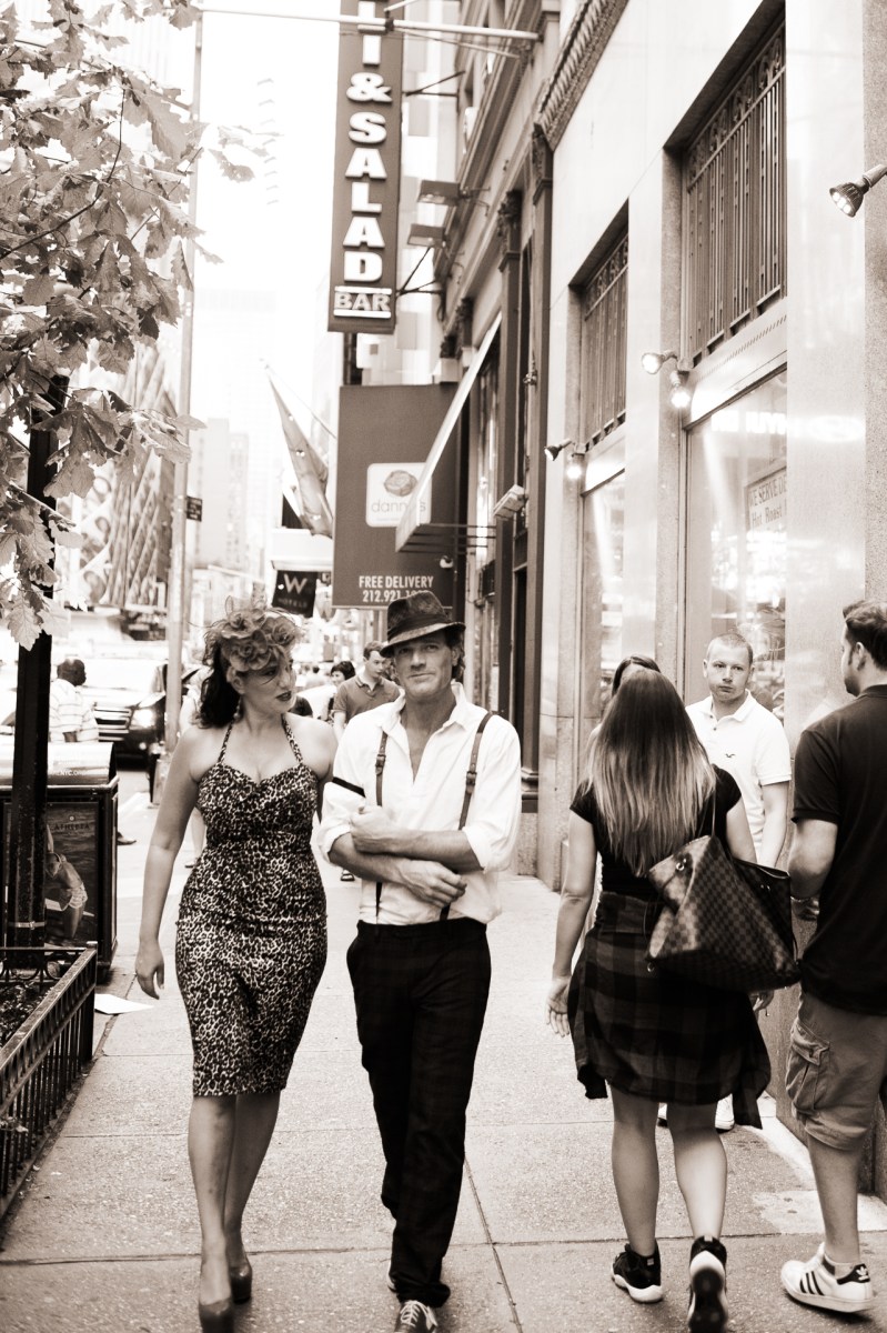 vintage engagement photos couple andrea bertola steven shaw new york city nyc ny times square edison ballroom