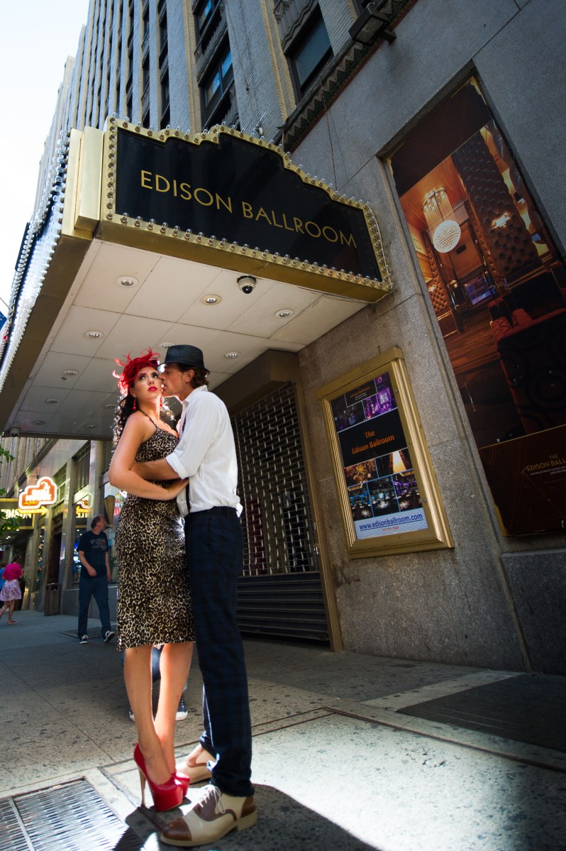 vintage engagement photos couple andrea bertola steven shaw new york city nyc ny times square edison ballroom