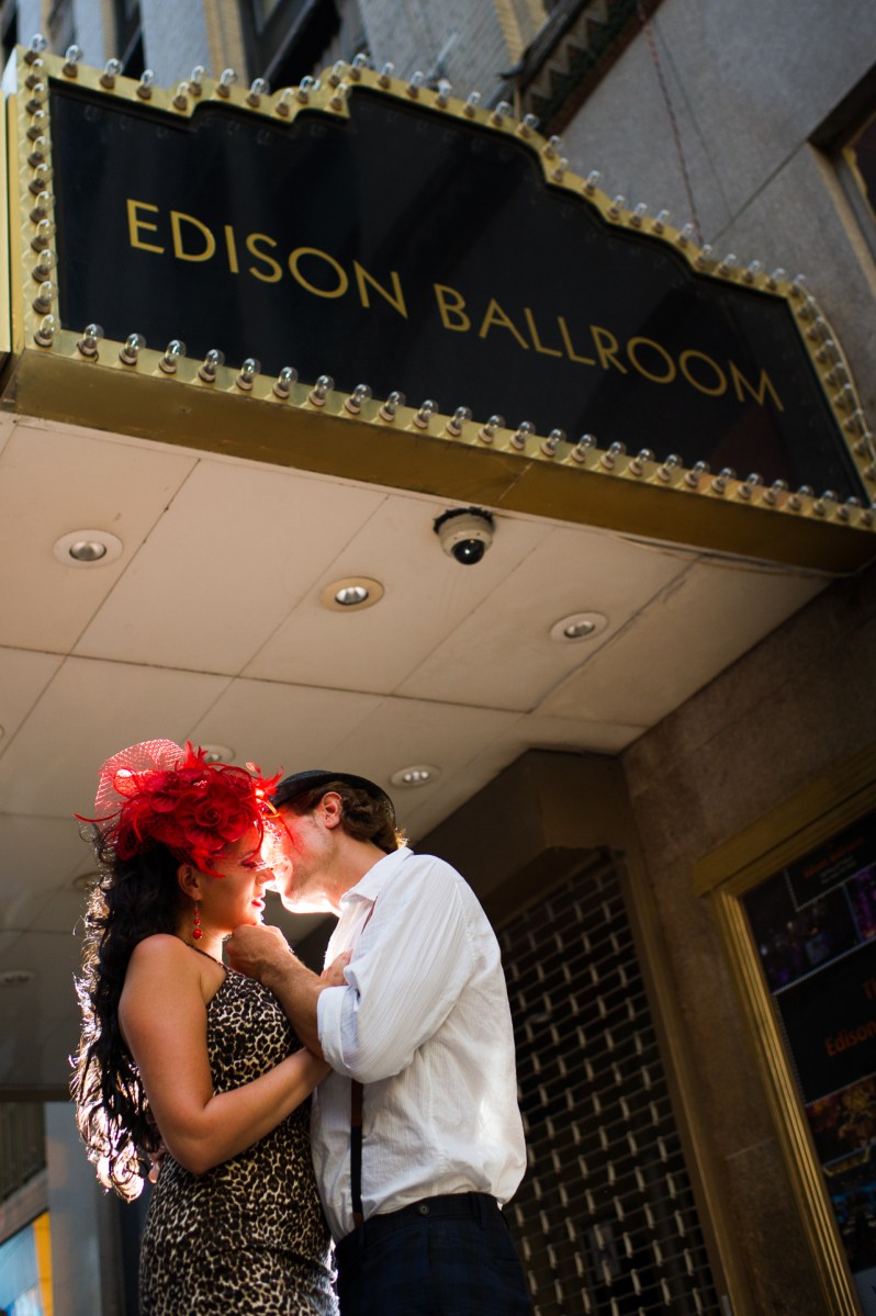 vintage engagement photos couple andrea bertola steven shaw new york city nyc ny times square edison ballroom